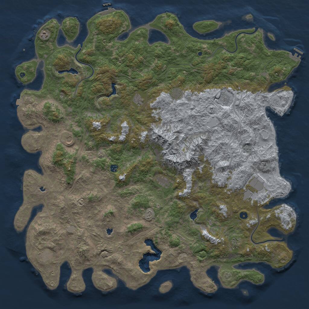 Rust Map: Procedural Map, Size: 6000, Seed: 461359745, 17 Monuments