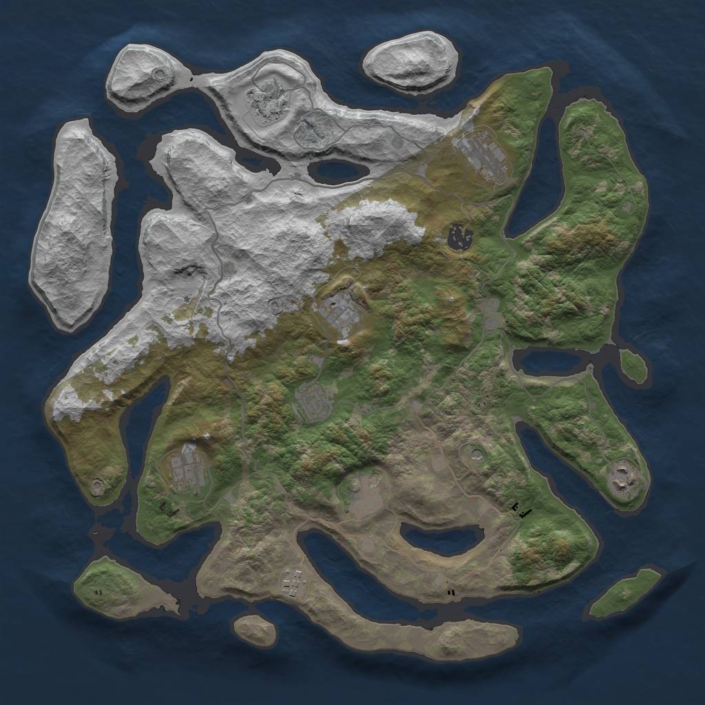 Rust Map: Barren, Size: 4000, Seed: 4788, 12 Monuments