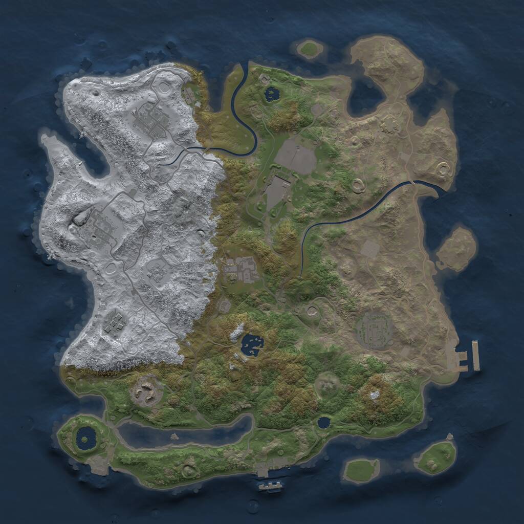 Rust Map: Procedural Map, Size: 3500, Seed: 414605628, 14 Monuments