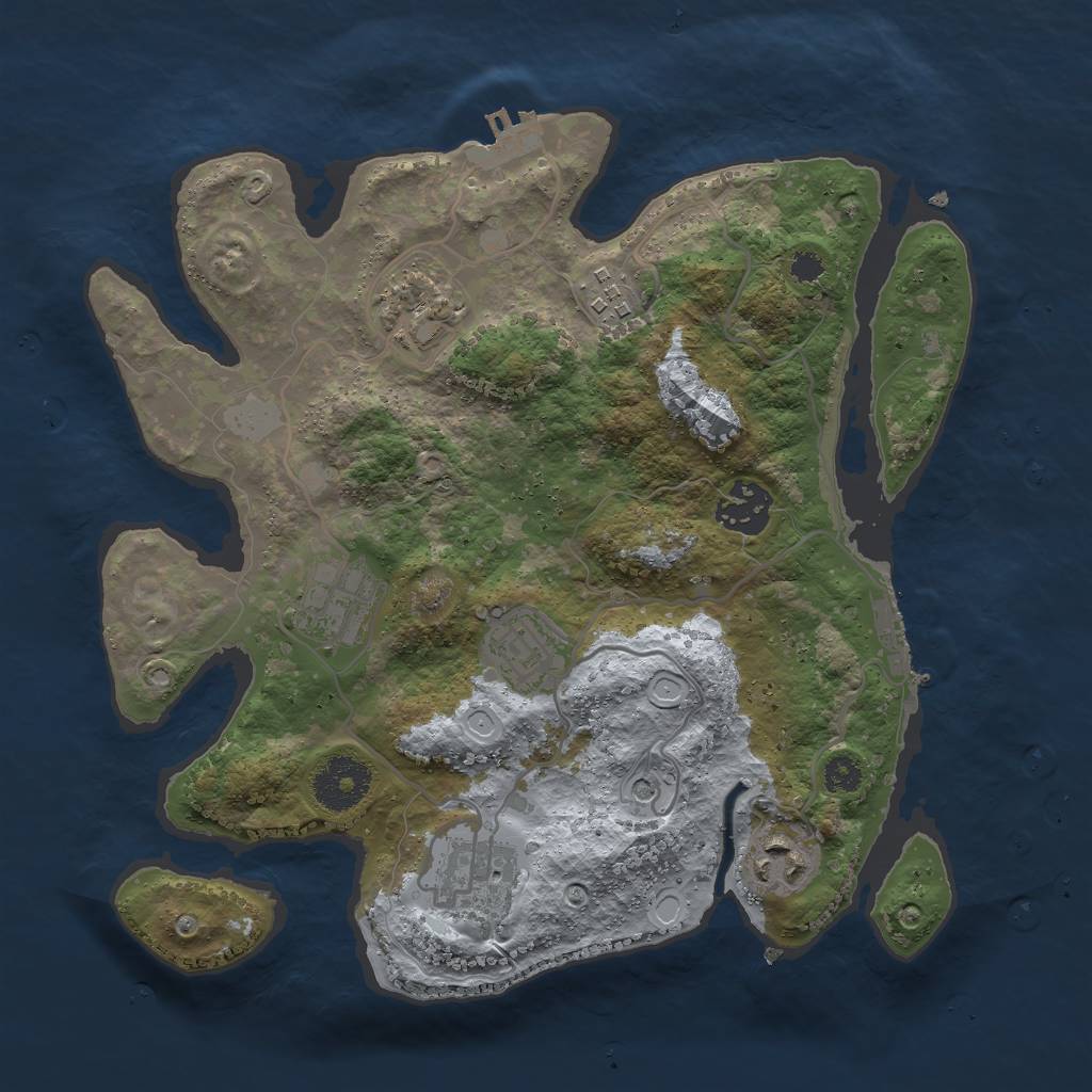 Rust Map: Procedural Map, Size: 3000, Seed: 2427329, 13 Monuments