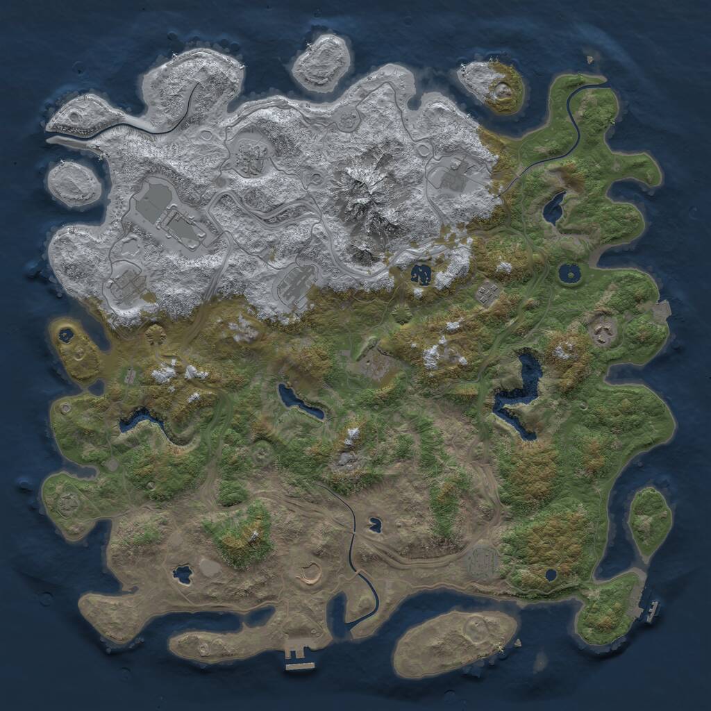 Rust Map: Procedural Map, Size: 5000, Seed: 30497, 17 Monuments