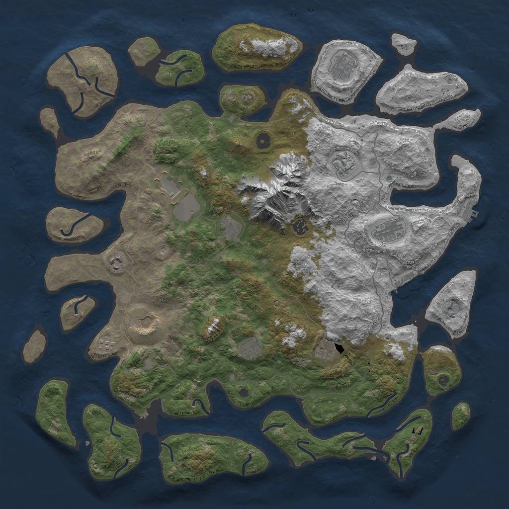 Rust Map: Procedural Map, Size: 5000, Seed: 3456232, 19 Monuments