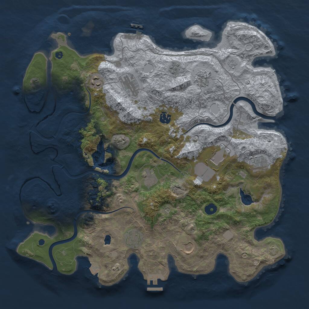 Rust Map: Procedural Map, Size: 4000, Seed: 2761, 16 Monuments