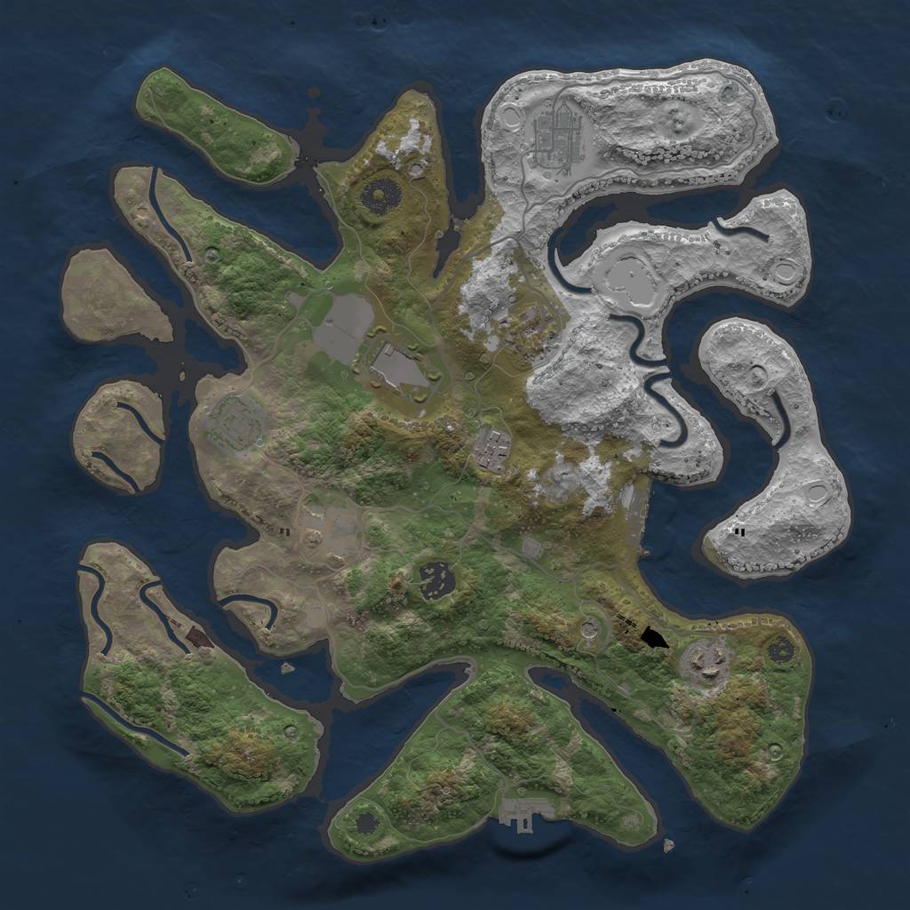 Rust Map: Procedural Map, Size: 3600, Seed: 696160094, 16 Monuments