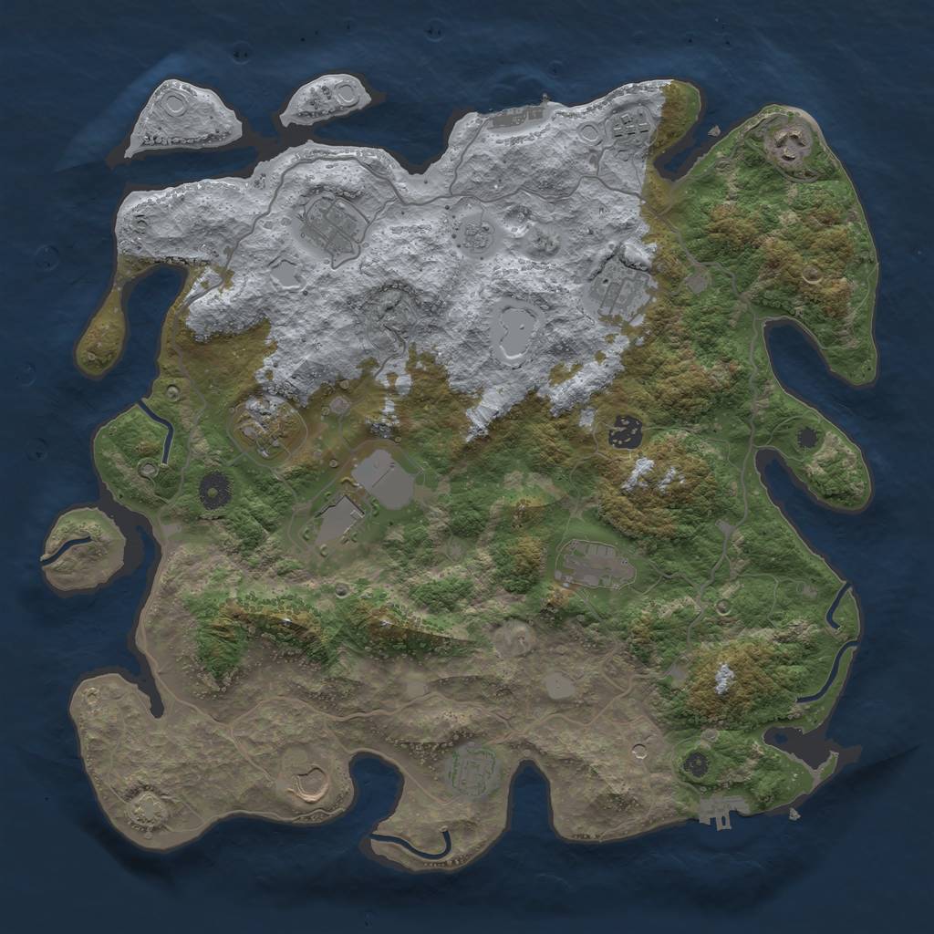 Rust Map: Procedural Map, Size: 4000, Seed: 862246669, 18 Monuments