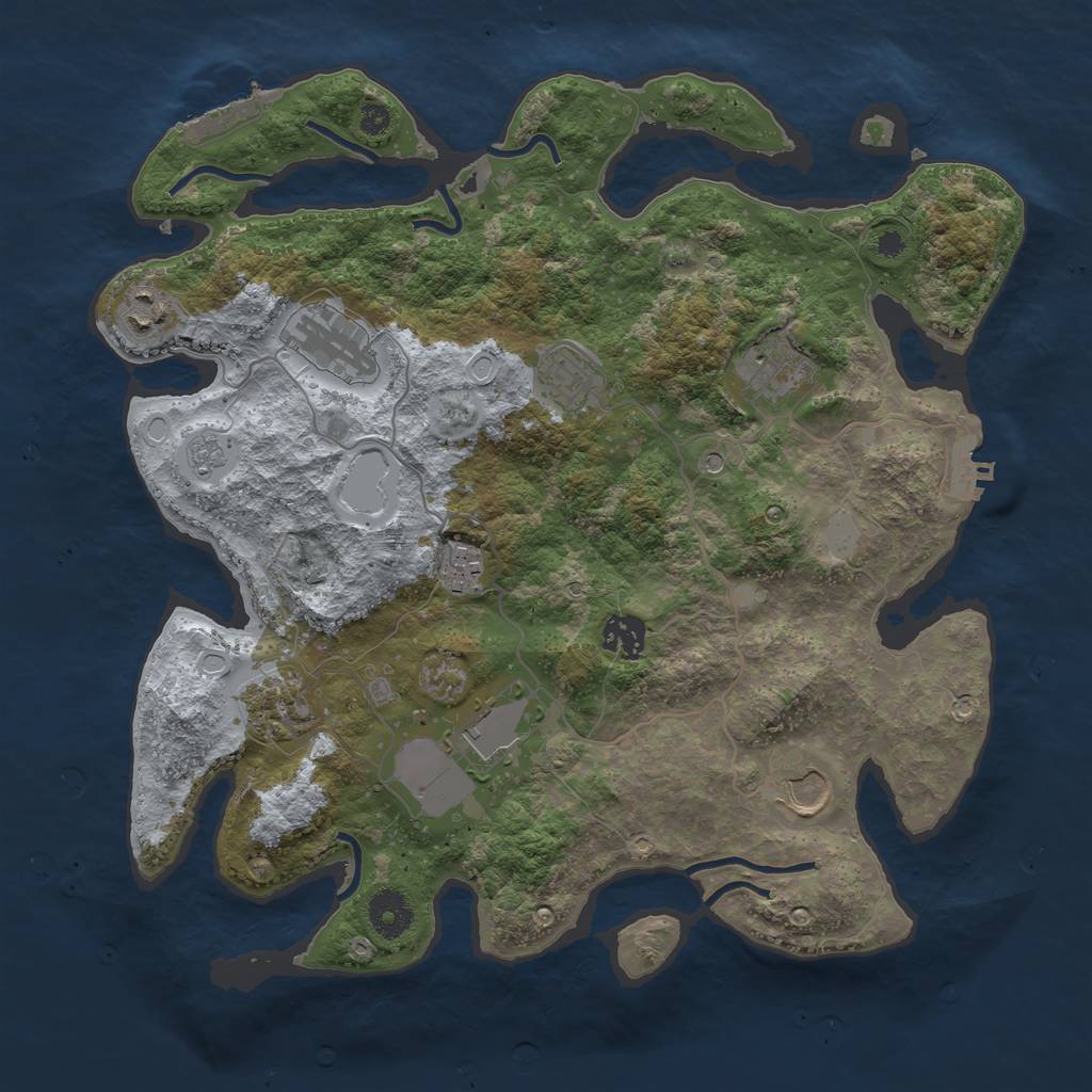Rust Map: Procedural Map, Size: 3600, Seed: 1721089352, 16 Monuments