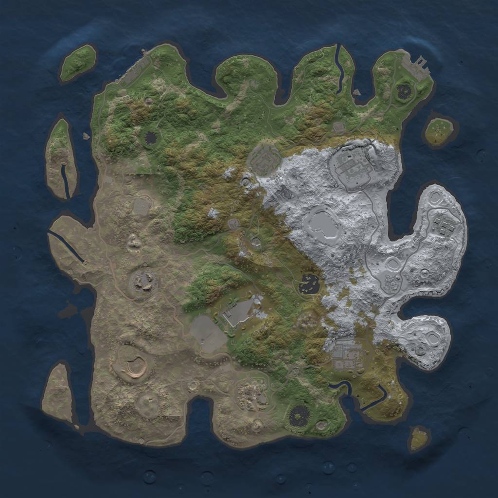 Rust Map: Procedural Map, Size: 3500, Seed: 373932853, 16 Monuments