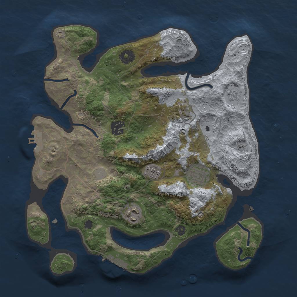 Rust Map: Procedural Map, Size: 3000, Seed: 1028640429, 12 Monuments