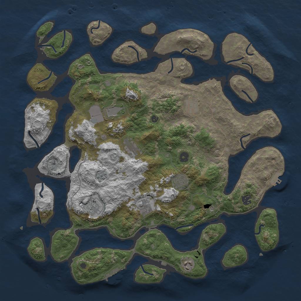 Rust Map: Procedural Map, Size: 4500, Seed: 2013, 17 Monuments