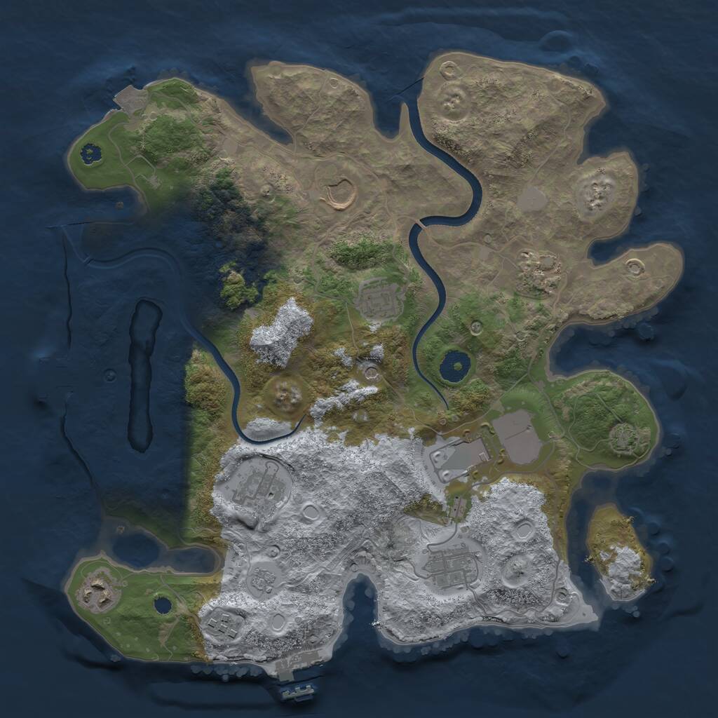 Rust Map: Procedural Map, Size: 3500, Seed: 1955, 14 Monuments