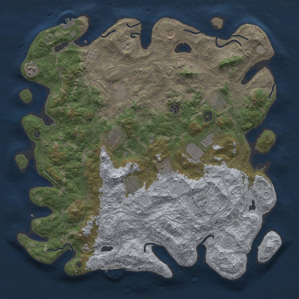 Rust Map: Procedural Map, Size: 4500, Seed: 119335326, 18 Monuments