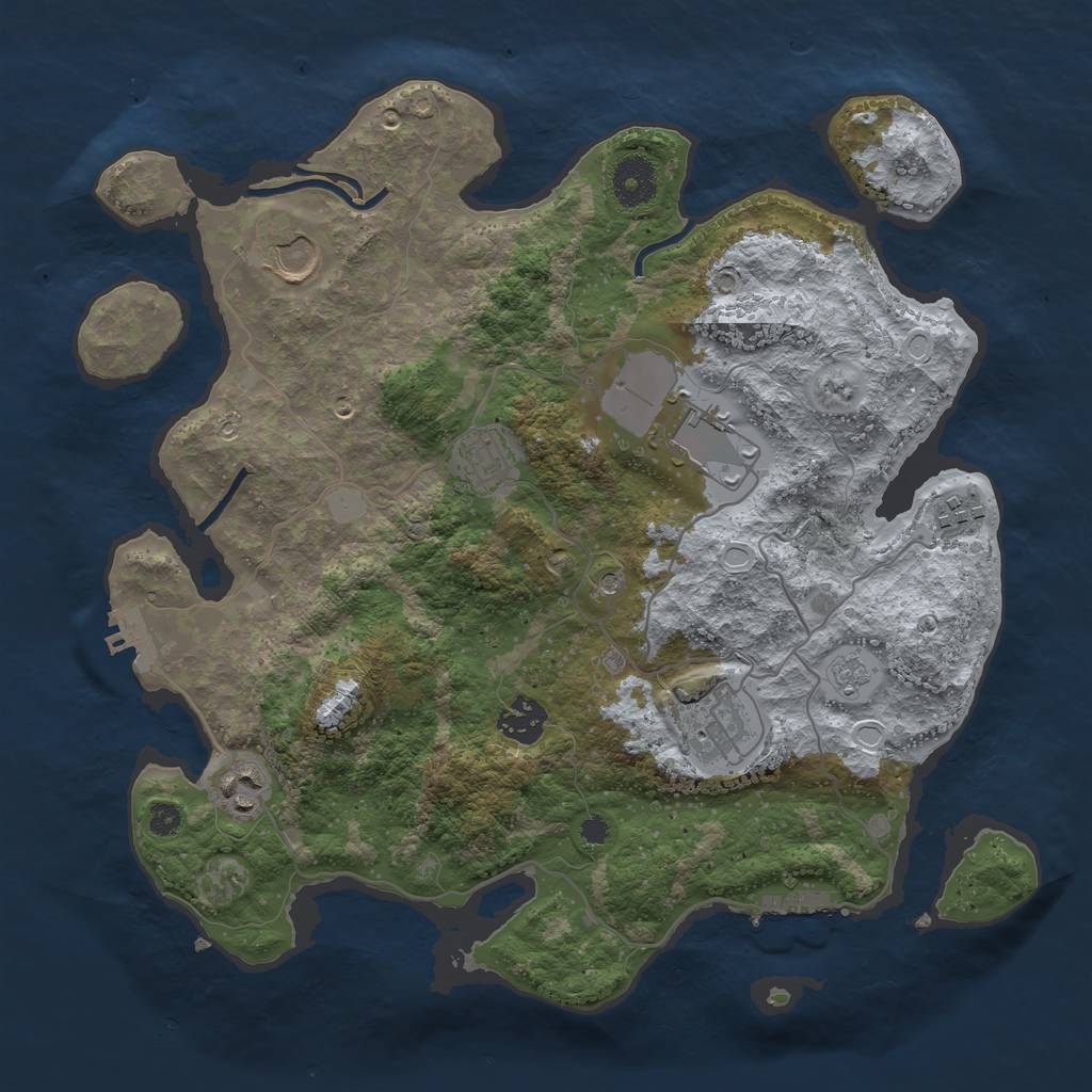 Rust Map: Procedural Map, Size: 3500, Seed: 2009408812, 14 Monuments