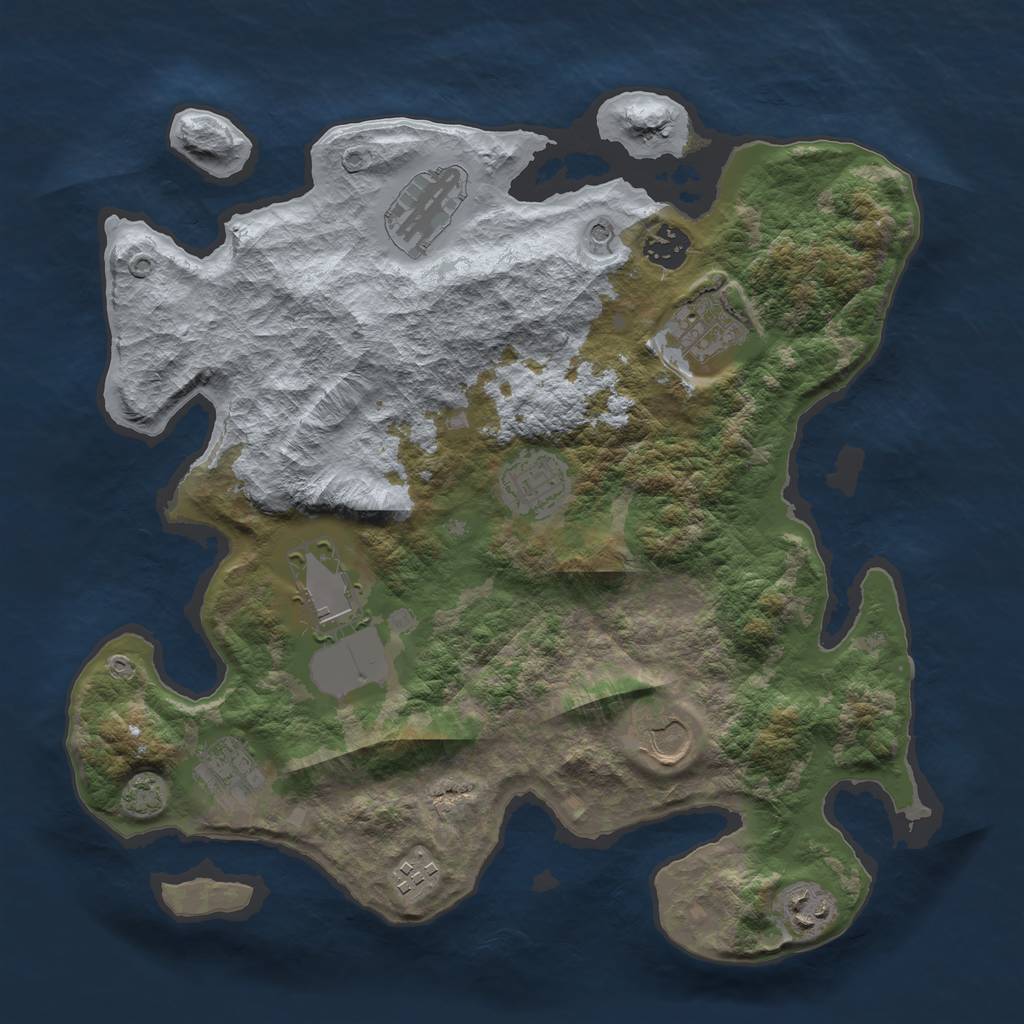 Rust Map: Barren, Size: 3500, Seed: 174036753, 13 Monuments