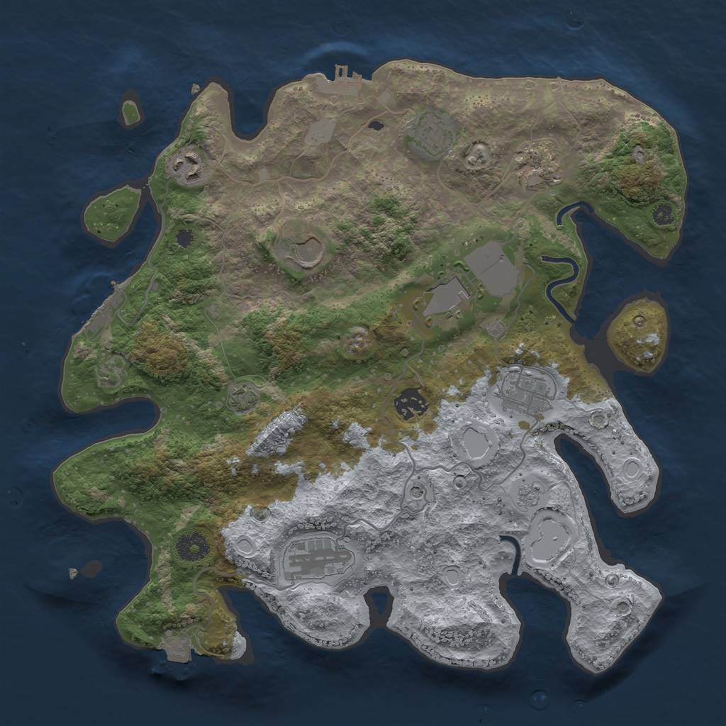 Rust Map: Procedural Map, Size: 3500, Seed: 1045996, 16 Monuments