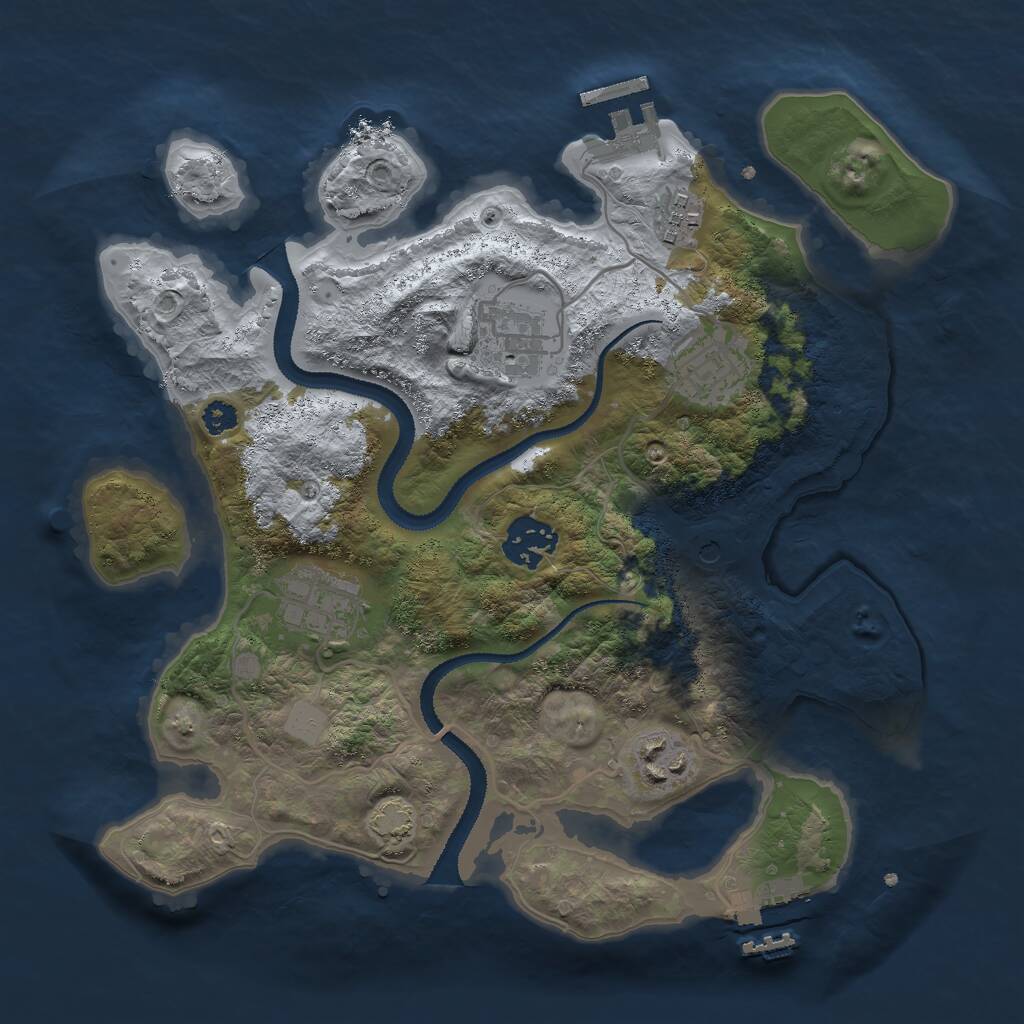 Rust Map: Procedural Map, Size: 3000, Seed: 740736524, 11 Monuments