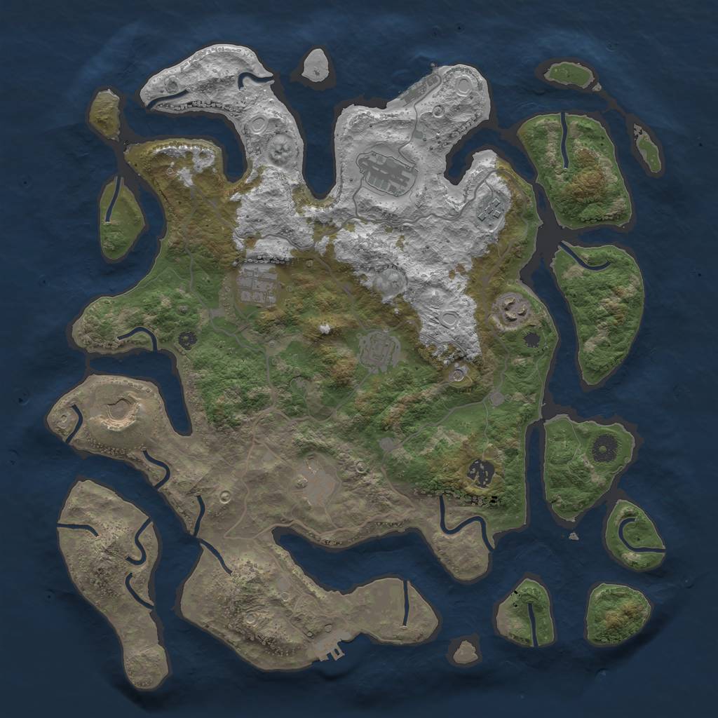 Rust Map: Procedural Map, Size: 4000, Seed: 46325134, 16 Monuments