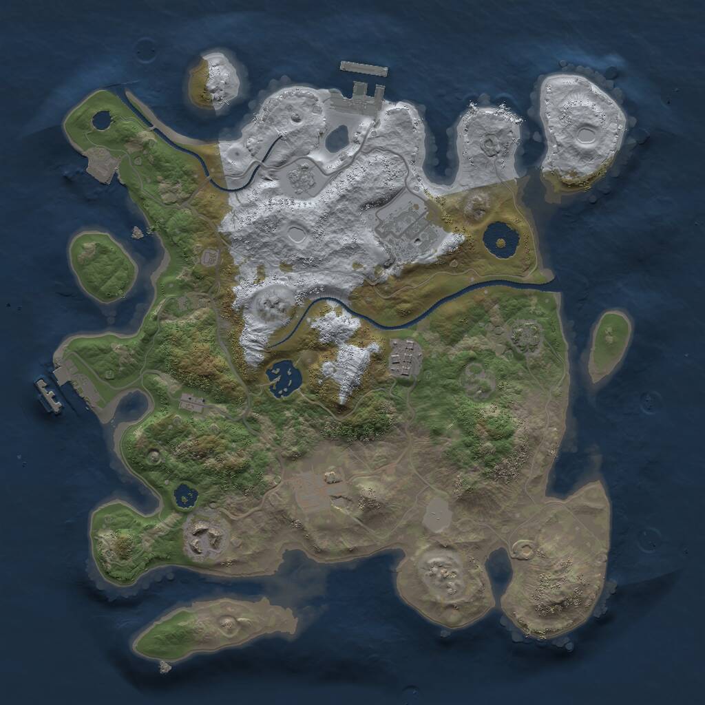 Rust Map: Procedural Map, Size: 3000, Seed: 1221879066, 10 Monuments