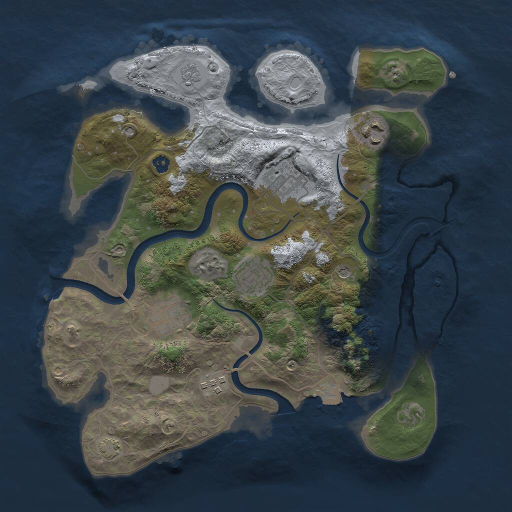Rust Map: Procedural Map, Size: 3000, Seed: 154954, 9 Monuments