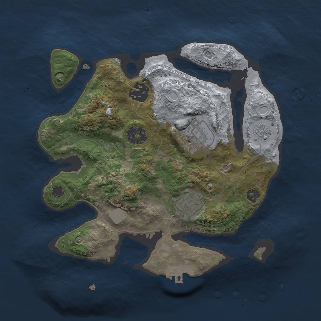 Rust Map: Procedural Map, Size: 2500, Seed: 34302169, 8 Monuments
