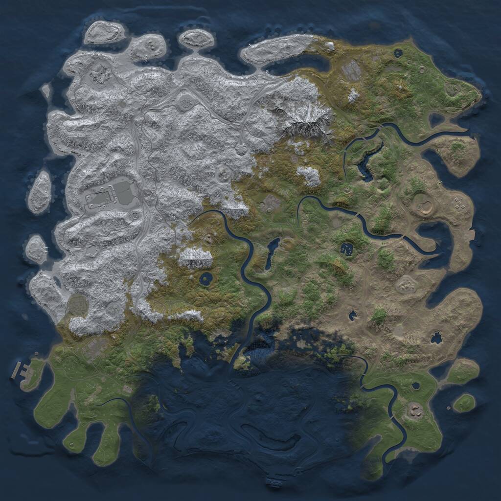 Rust Map: Procedural Map, Size: 5721, Seed: 5738, 17 Monuments