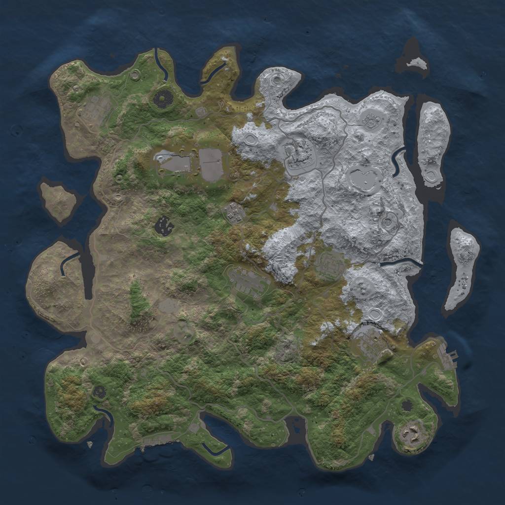 Rust Map: Procedural Map, Size: 4000, Seed: 1336314575, 16 Monuments