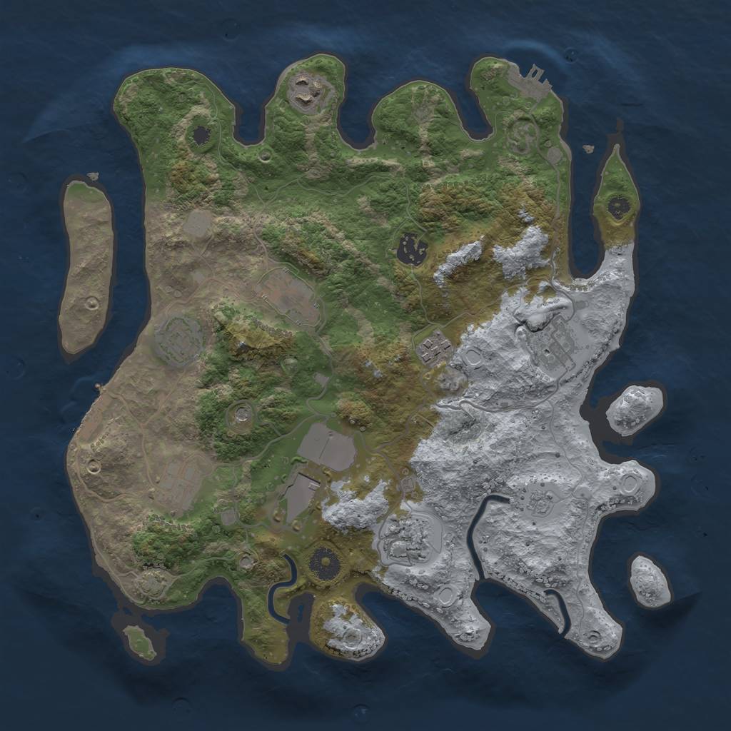 Rust Map: Procedural Map, Size: 3500, Seed: 4652, 17 Monuments