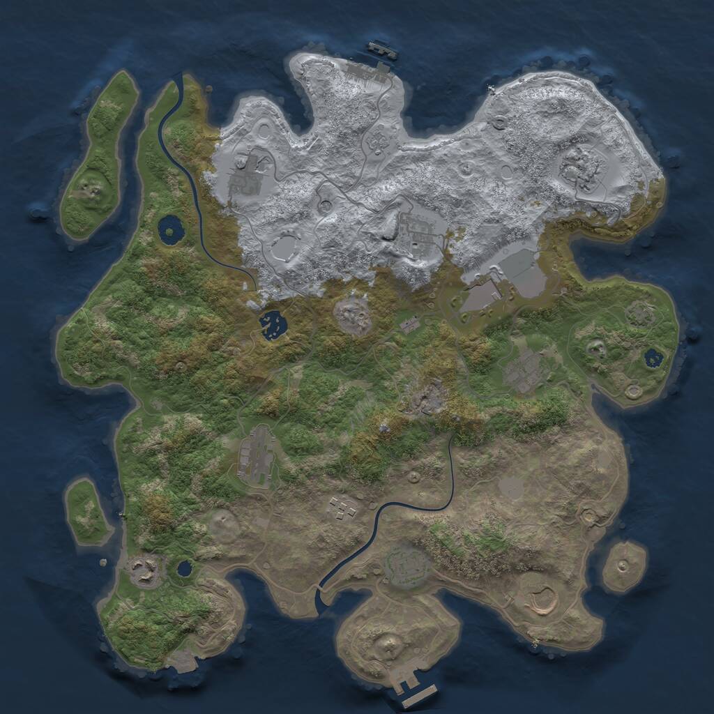 Rust Map: Procedural Map, Size: 3850, Seed: 326386326, 17 Monuments