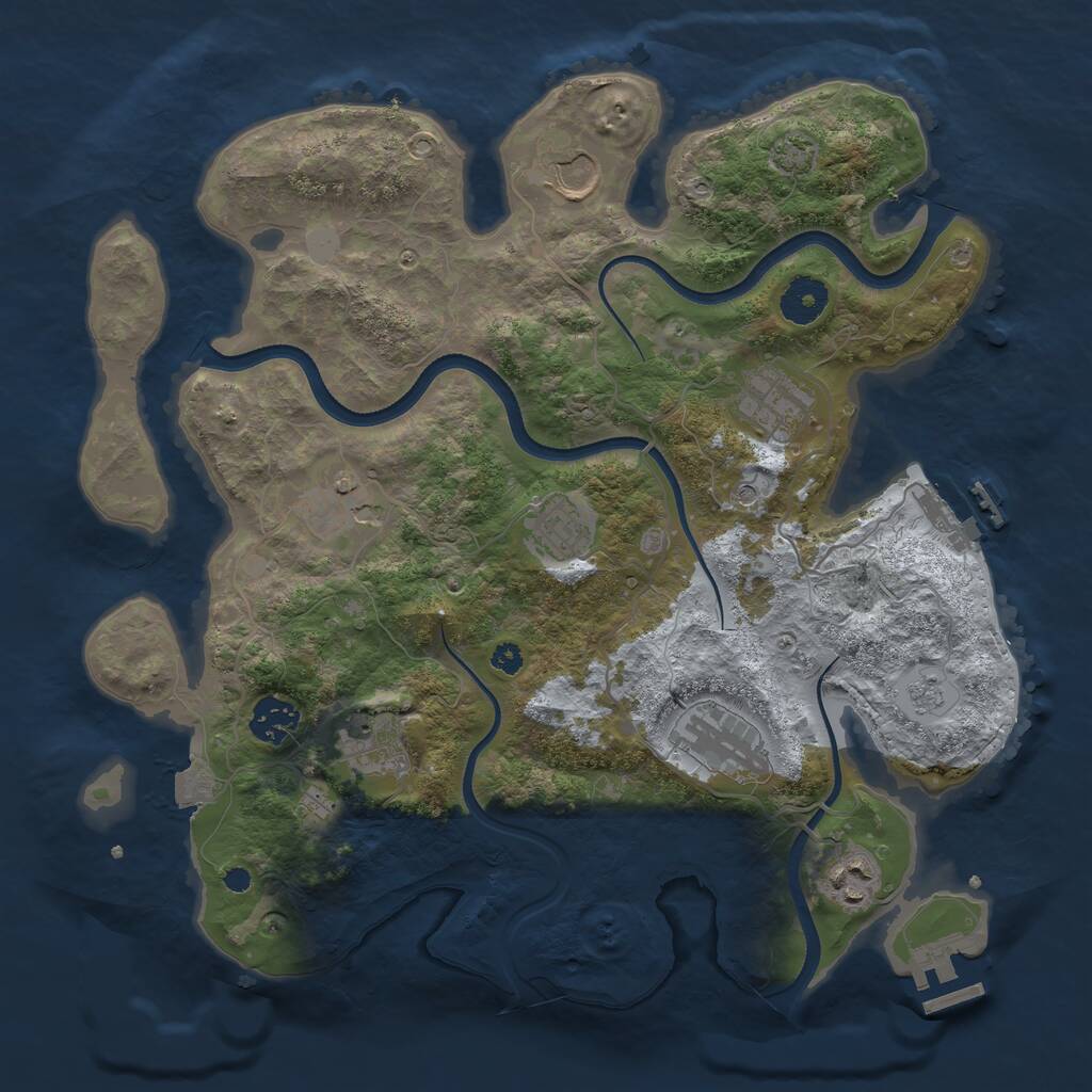 Rust Map: Procedural Map, Size: 3500, Seed: 891602988, 14 Monuments