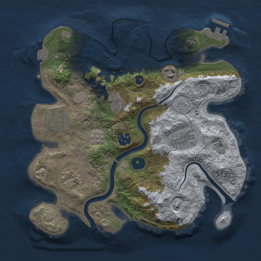 Rust Map: Procedural Map, Size: 3000, Seed: 1518206105, 12 Monuments