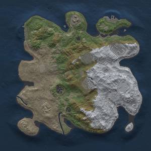 Thumbnail Rust Map: Procedural Map, Size: 3000, Seed: 1518206105, 13 Monuments