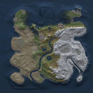 Thumbnail Rust Map: Procedural Map, Size: 3000, Seed: 1518206105, 12 Monuments