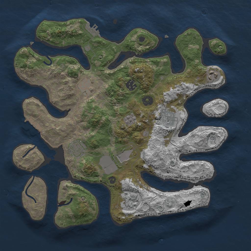 Rust Map: Procedural Map, Size: 3500, Seed: 11210, 16 Monuments