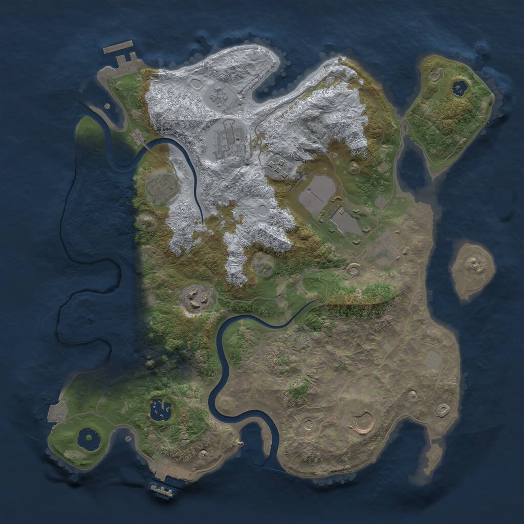 Rust Map: Procedural Map, Size: 3500, Seed: 2343, 14 Monuments