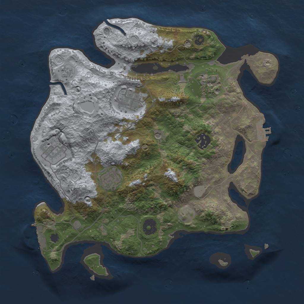 Rust Map: Procedural Map, Size: 3000, Seed: 39325943, 12 Monuments