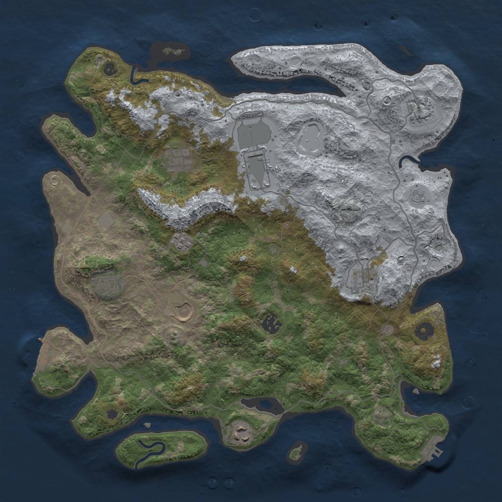 Rust Map: Procedural Map, Size: 4000, Seed: 38621036, 16 Monuments