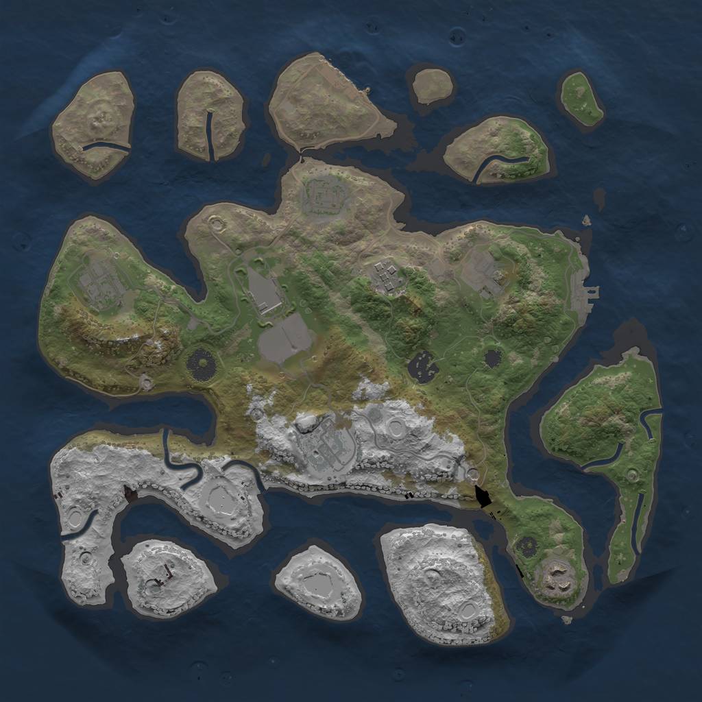 Rust Map: Procedural Map, Size: 3500, Seed: 645545, 16 Monuments