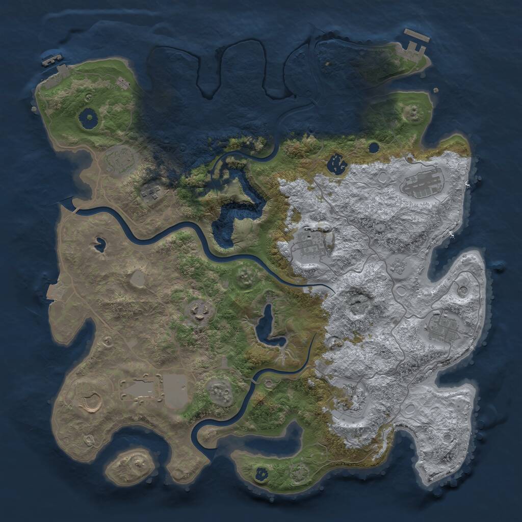 Rust Map: Procedural Map, Size: 4000, Seed: 1118665693, 16 Monuments