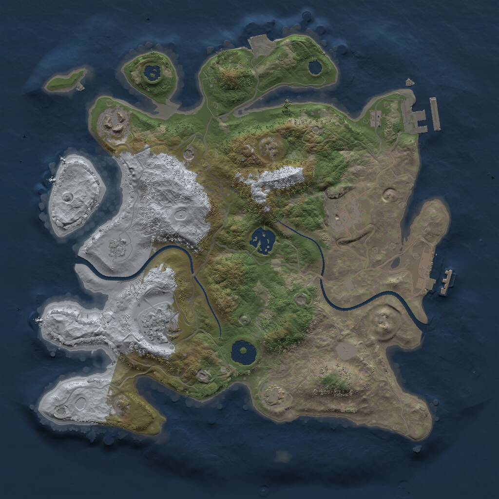 Rust Map: Procedural Map, Size: 3000, Seed: 1225328629, 10 Monuments