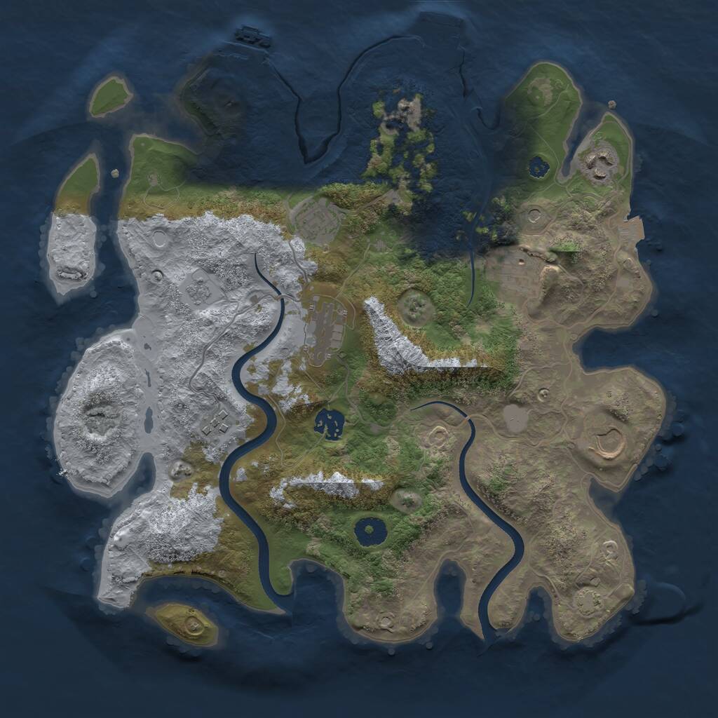 Rust Map: Procedural Map, Size: 3500, Seed: 1611853116, 13 Monuments