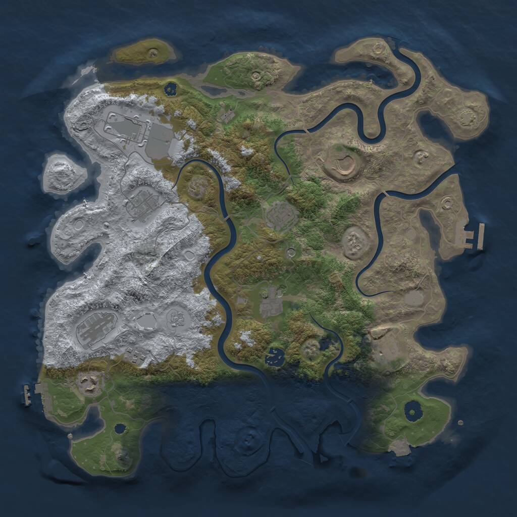Rust Map: Procedural Map, Size: 3950, Seed: 698505191, 16 Monuments