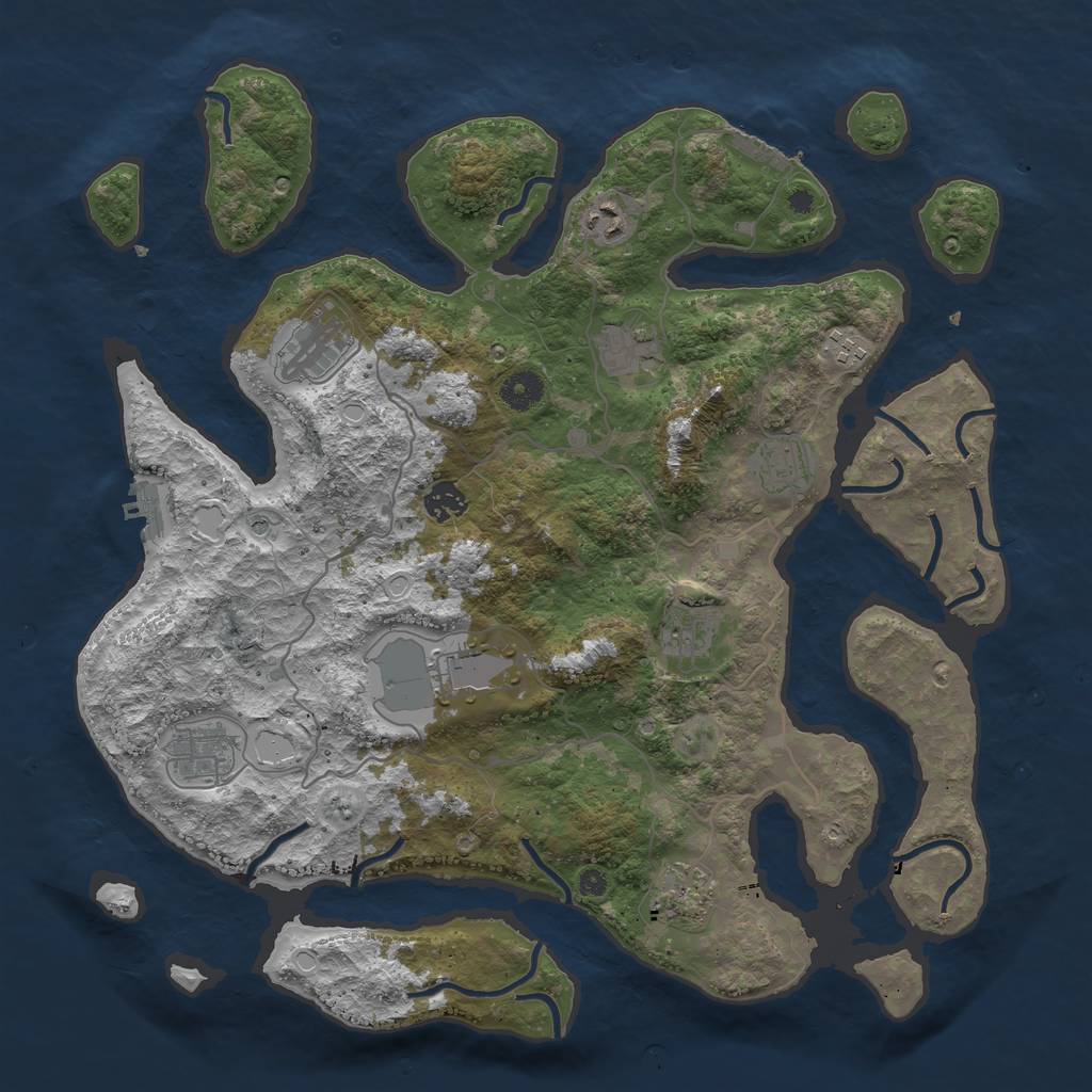 Rust Map: Procedural Map, Size: 4050, Seed: 257947988, 18 Monuments
