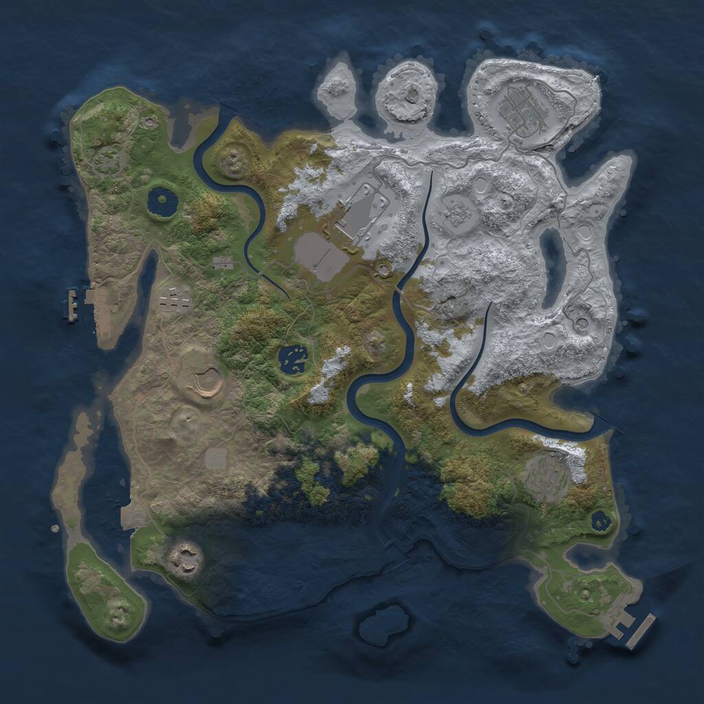 Rust Map: Procedural Map, Size: 3500, Seed: 2063843834, 13 Monuments