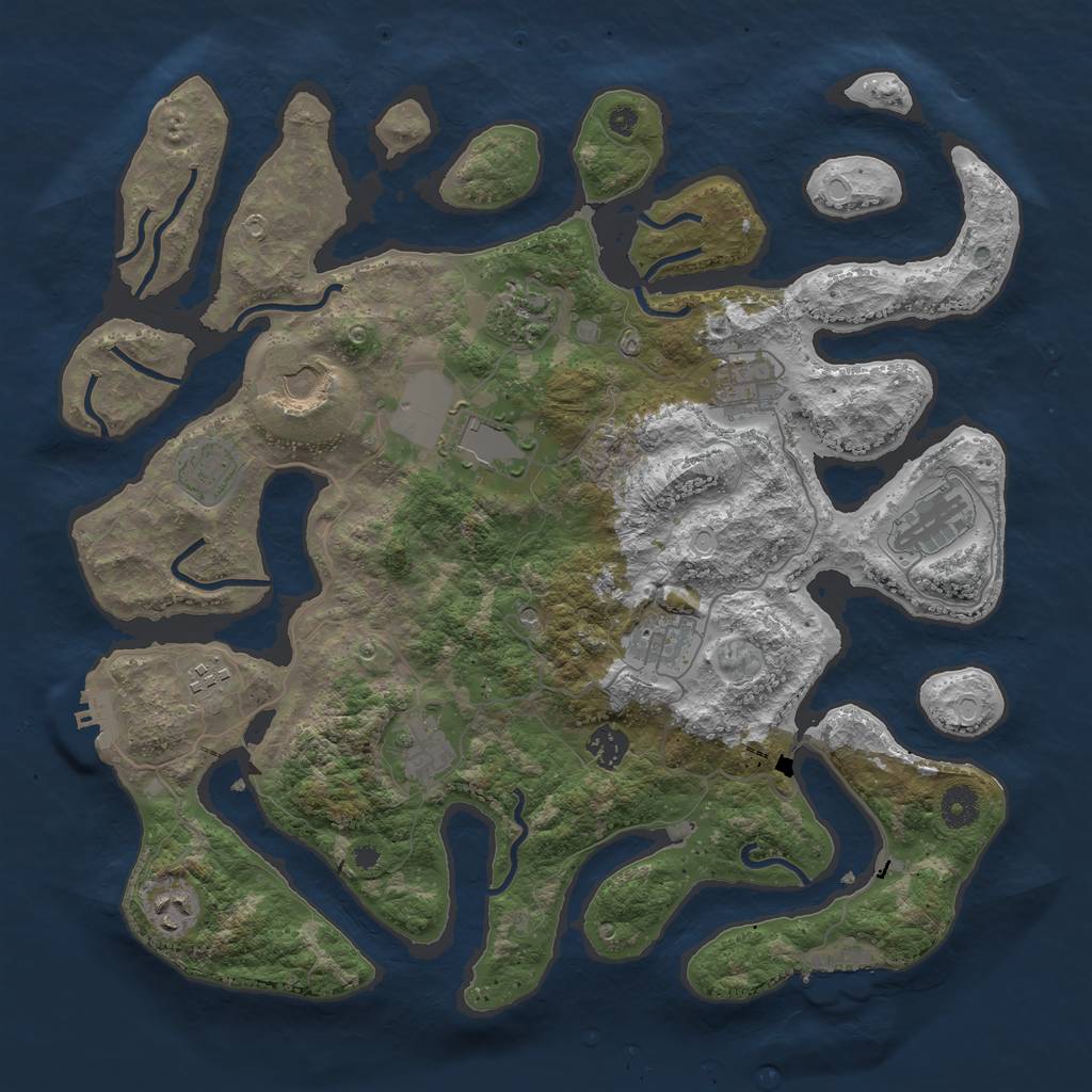 Rust Map: Procedural Map, Size: 3950, Seed: 455673224, 19 Monuments