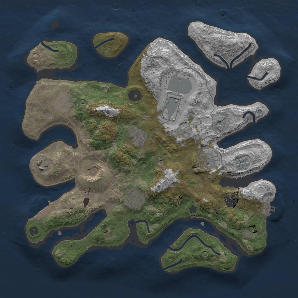 Rust Map: Procedural Map, Size: 3500, Seed: 53324, 17 Monuments