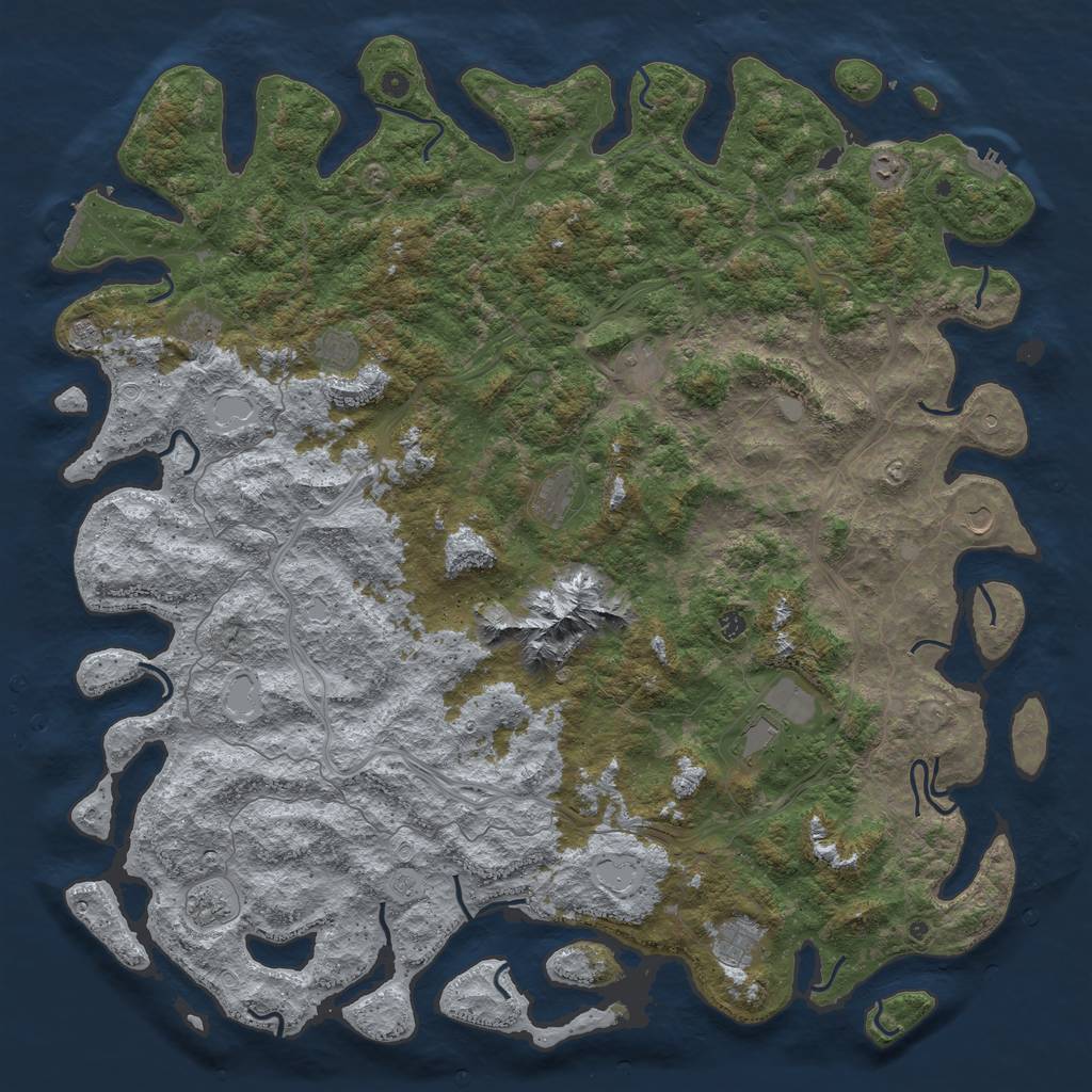 Rust Map: Procedural Map, Size: 6000, Seed: 90848779, 18 Monuments