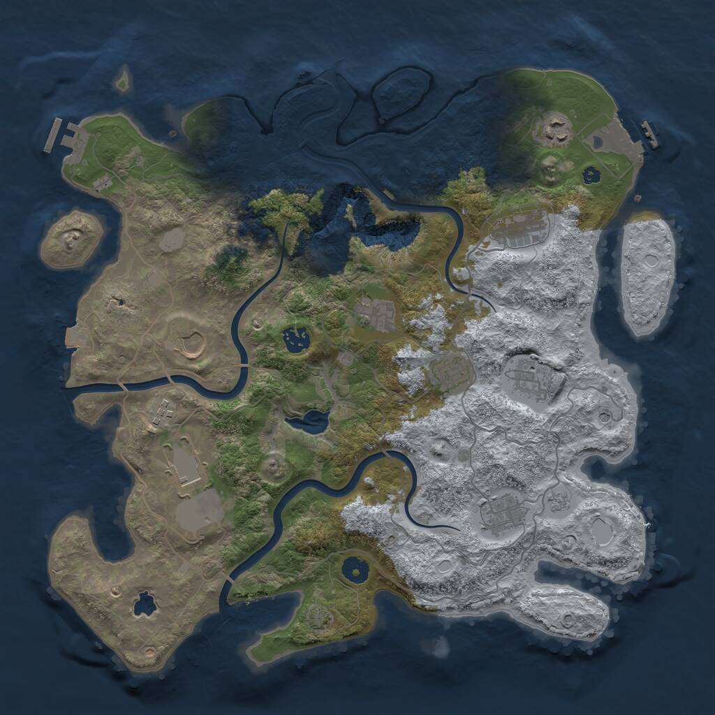 Rust Map: Procedural Map, Size: 4000, Seed: 24334, 16 Monuments
