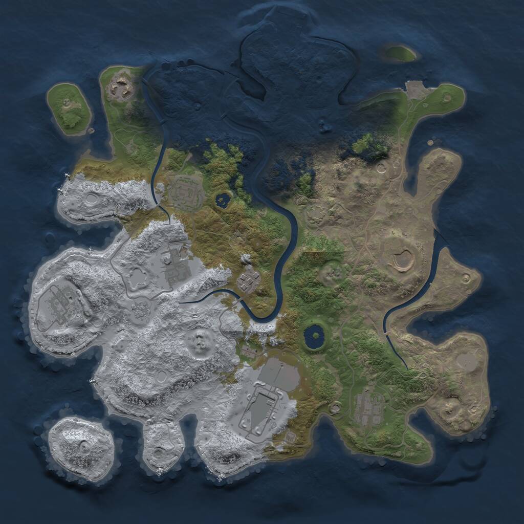 Rust Map: Procedural Map, Size: 3500, Seed: 1640677940, 13 Monuments