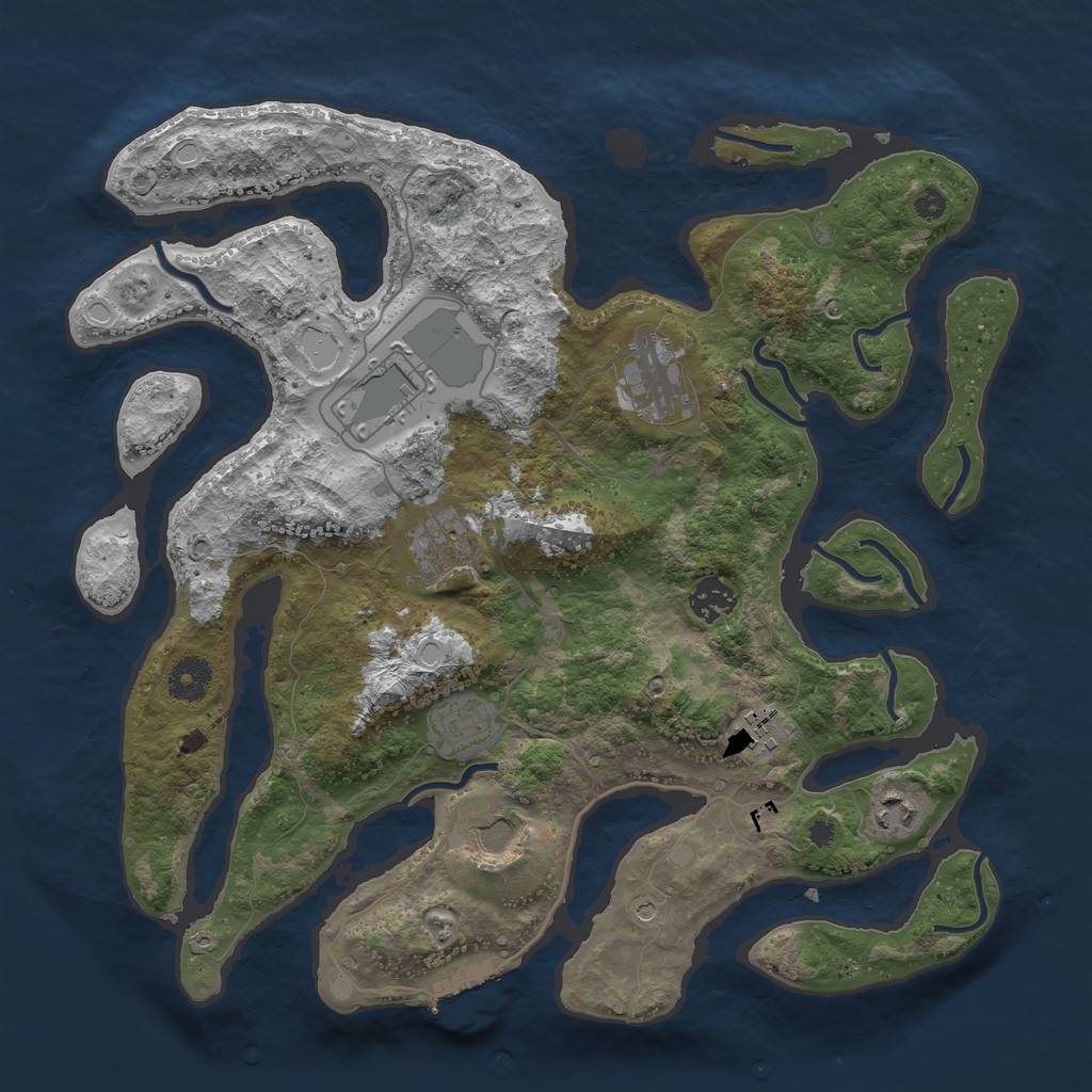 Rust Map: Procedural Map, Size: 3700, Seed: 765254, 15 Monuments