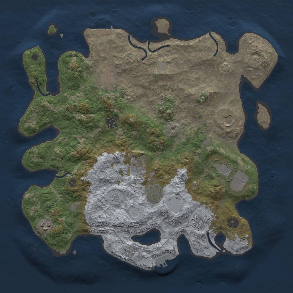 Rust Map: Procedural Map, Size: 3850, Seed: 301076586, 17 Monuments