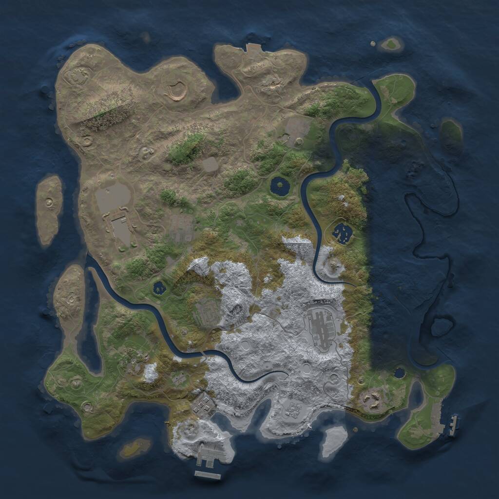 Rust Map: Procedural Map, Size: 3875, Seed: 2049582598, 16 Monuments
